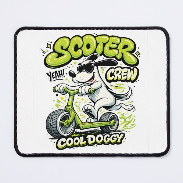 Item preview, Cool Doggy Riding Scooter Crew Cute Cartoon Dog Sunglasses Streetwear Graphic designed and sold by DesignArtist.ia.