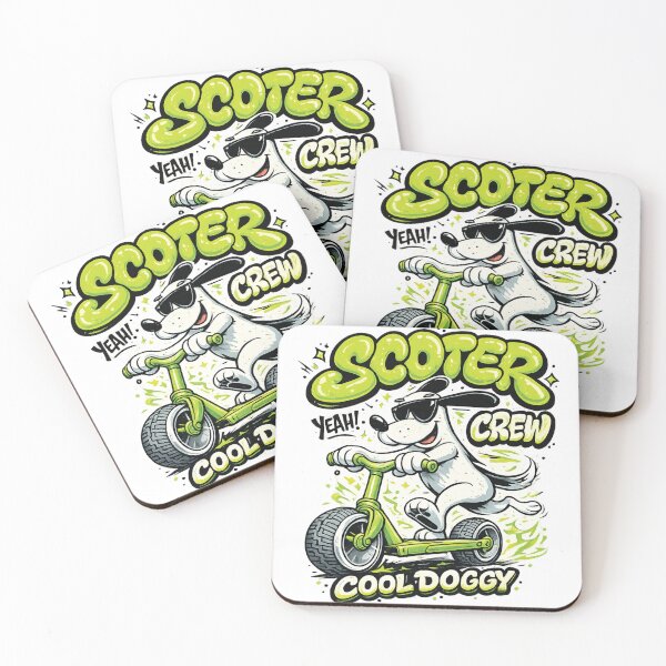 Item preview, Cool Doggy Riding Scooter Crew Cute Cartoon Dog Sunglasses Streetwear Graphic designed and sold by DesignArtist.ia.