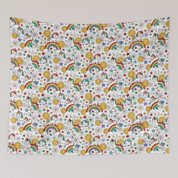 Item preview, Unicorns Rainbows and Sunshine designed and sold by KrisInStitches.