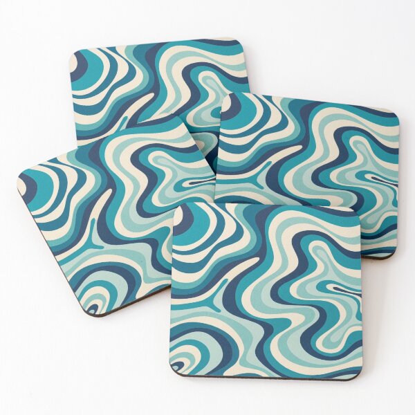 Item preview,   Liquid Swirl Retro Abstract in blue tones, Cream, and White designed and sold by Differenceee.
