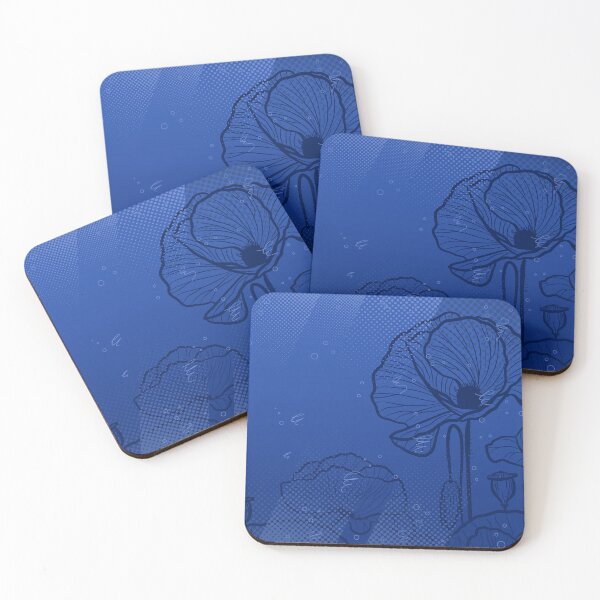Item preview, Blue Poppy Flowers Botanical Line Art designed and sold by chaaval.