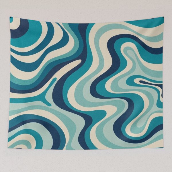 Item preview,   Liquid Swirl Retro Abstract in blue tones, Cream, and White designed and sold by Differenceee.
