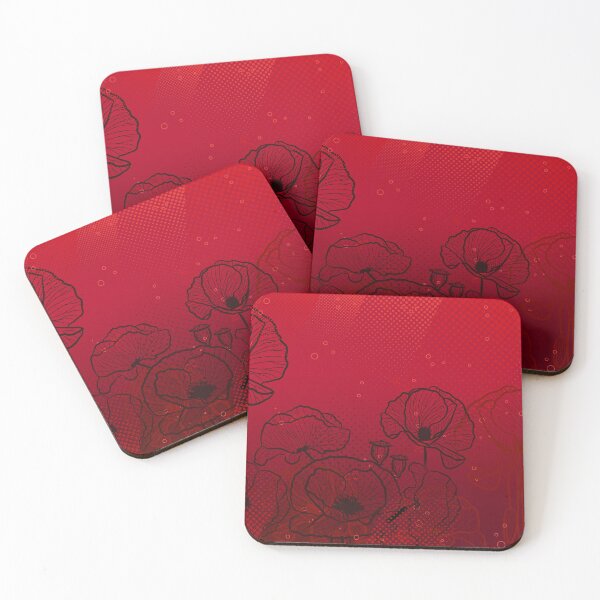 Item preview, Red Poppy Flowers Botanical Line Art designed and sold by chaaval.