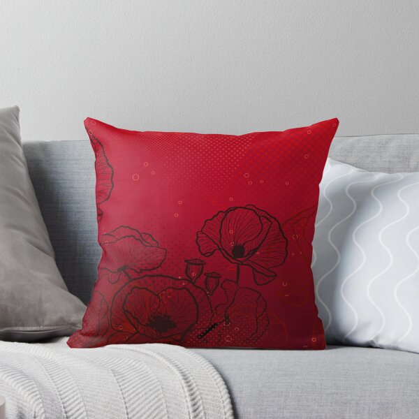 Item preview, Red Poppy Flowers Botanical Line Art designed and sold by chaaval.