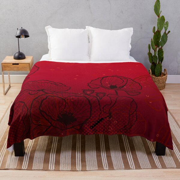 Item preview, Red Poppy Flowers Botanical Line Art designed and sold by chaaval.