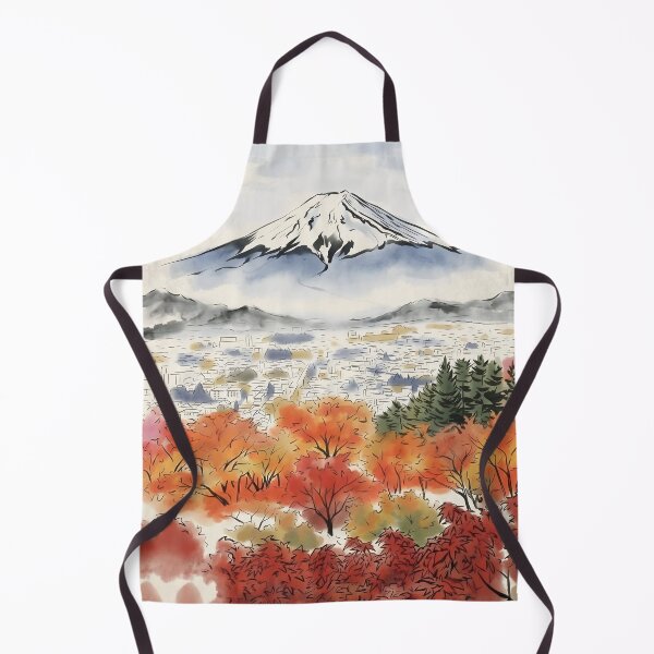 Item preview, Sumi-e Mount Fuji Autumn Landscape Art designed and sold by conohitoAI-ArtGallery.