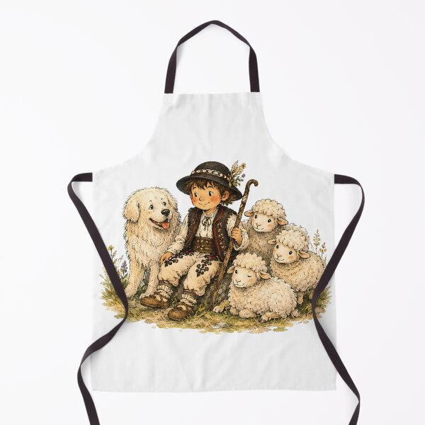 Item preview, Mountain Shepherd with Sheep and Herding Dog – Traditional Mountain Illustration designed and sold by Buli89.