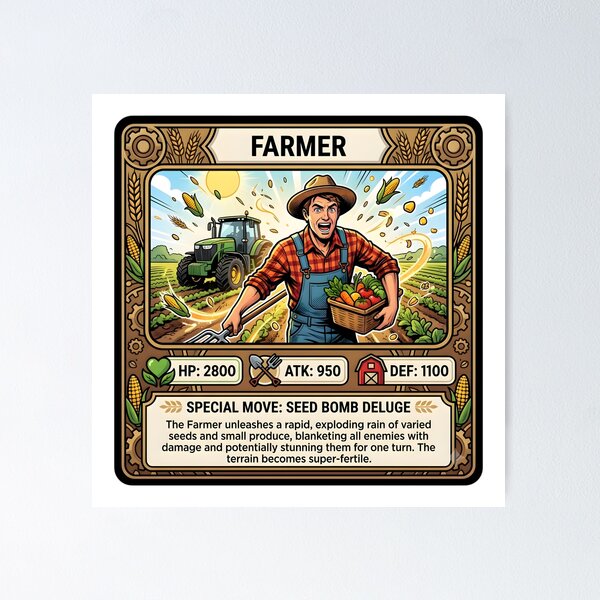Item preview, Farmer Hero Trading Card designed and sold by DeerHouse.