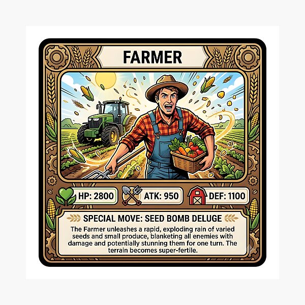 Item preview, Farmer Hero Trading Card designed and sold by DeerHouse.