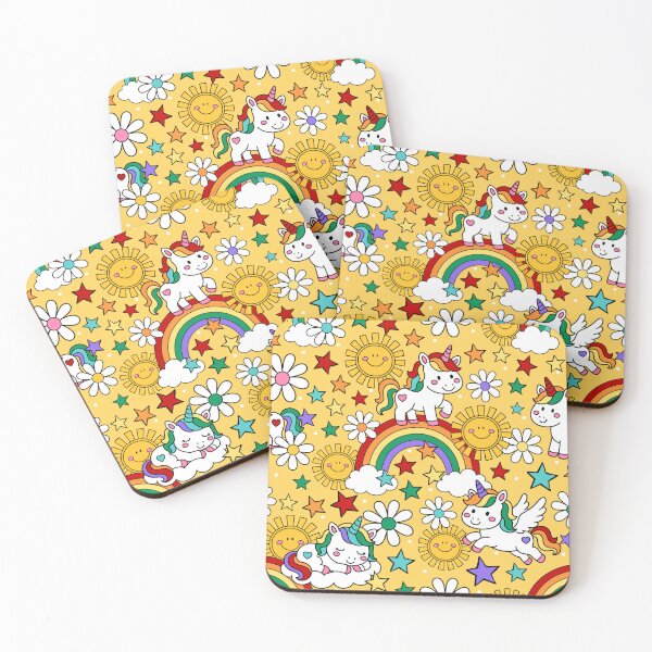 Item preview, Unicorns Rainbows and Sunshine in Yellow designed and sold by KrisInStitches.