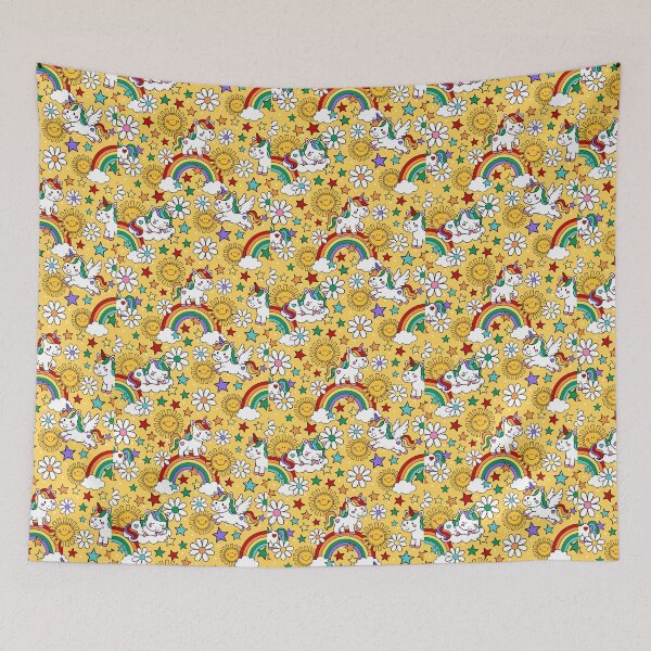 Item preview, Unicorns Rainbows and Sunshine in Yellow designed and sold by KrisInStitches.