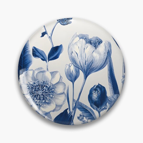 Item preview, Blue White Delft Botanical Vintage Floral Garden Illustration Print designed and sold by GrinGalore.