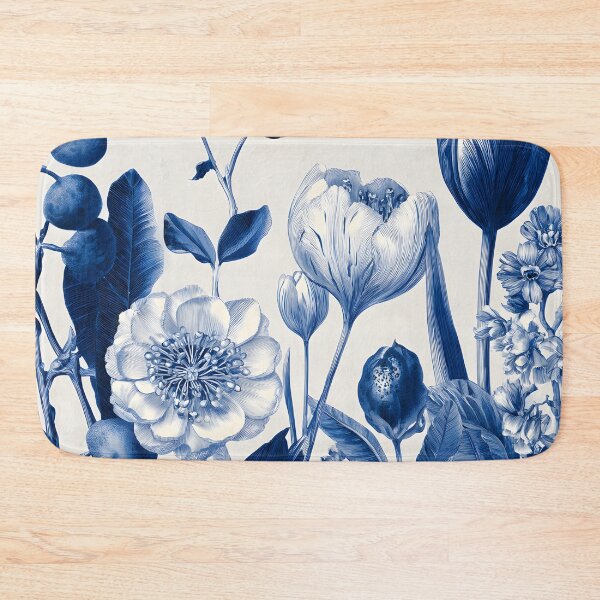 Item preview, Blue White Delft Botanical Vintage Floral Garden Illustration Print designed and sold by GrinGalore.