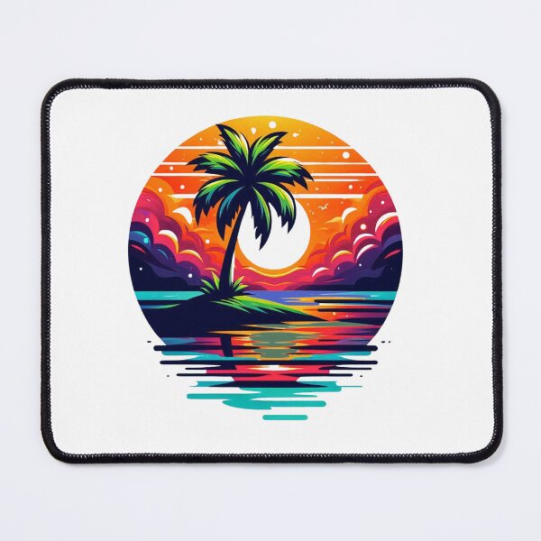 Item preview, Retro Tropical Palm Tree Sunset | Island Paradise Vaporwave Art designed and sold by Awarrie.