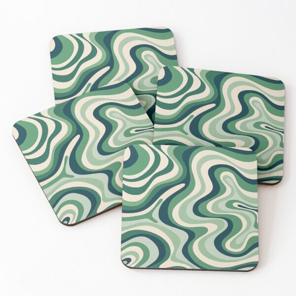 Item preview, Liquid Swirl Retro Abstract in green tones, Cream, and White designed and sold by Differenceee.