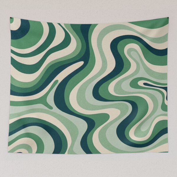 Item preview, Liquid Swirl Retro Abstract in green tones, Cream, and White designed and sold by Differenceee.