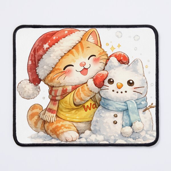 Item preview, Orange Tabby Cat Building Snow Cat designed and sold by Wawa5656.