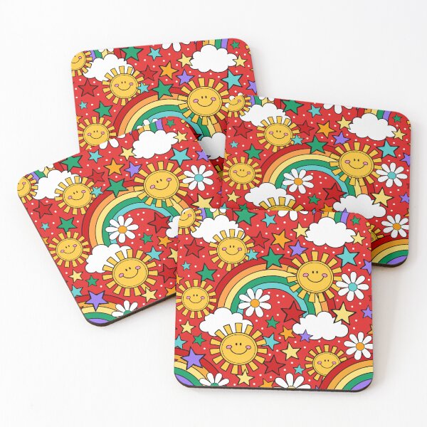 Item preview, Happy Face Sunshine and Rainbows in Red designed and sold by KrisInStitches.