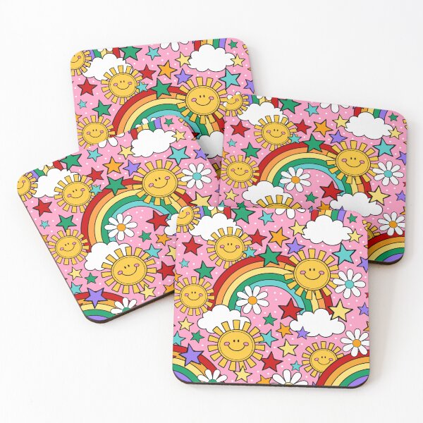 Item preview, Happy Face Sunshine and Rainbows in Pink designed and sold by KrisInStitches.