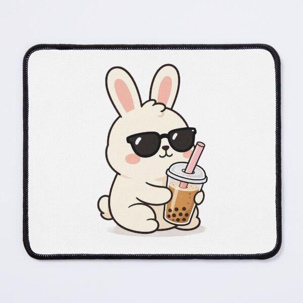 Item preview, Cute Bunny Rabbit Drinking Boba Milk Tea designed and sold by BobaCatDesign.