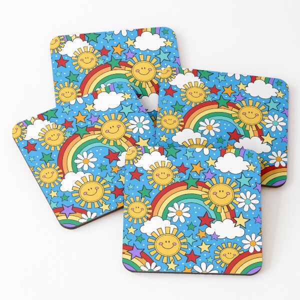 Item preview, Happy Face Sunshine and Rainbows in Blue designed and sold by KrisInStitches.