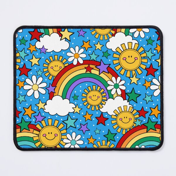 Item preview, Happy Face Sunshine and Rainbows in Blue designed and sold by KrisInStitches.
