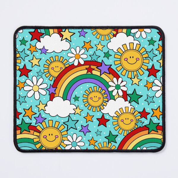 Item preview, Happy Face Sunshine and Rainbows in Aqua Blue designed and sold by KrisInStitches.