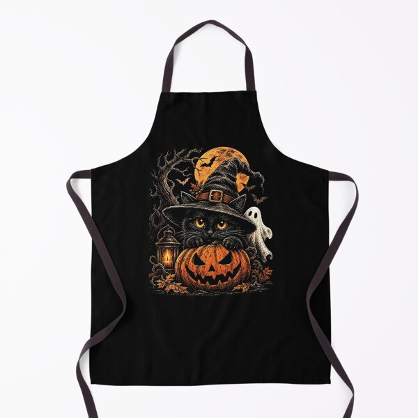 Item preview, Vintage Halloween Black Cat Ghost Pumpkin Witch Hat | Gothic Spooky Cat designed and sold by SOUFIANE1991.