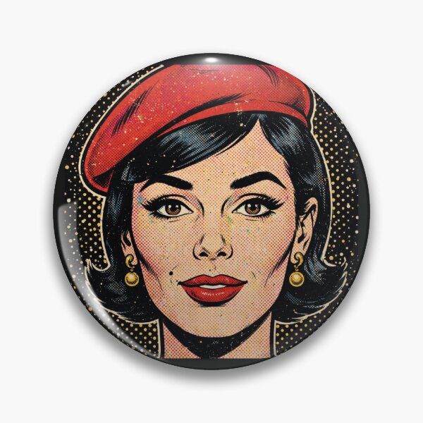 Item preview, Brunette Woman Red Beret Black Gold Pop Art Portrait designed and sold by MAISON SYLVIE.