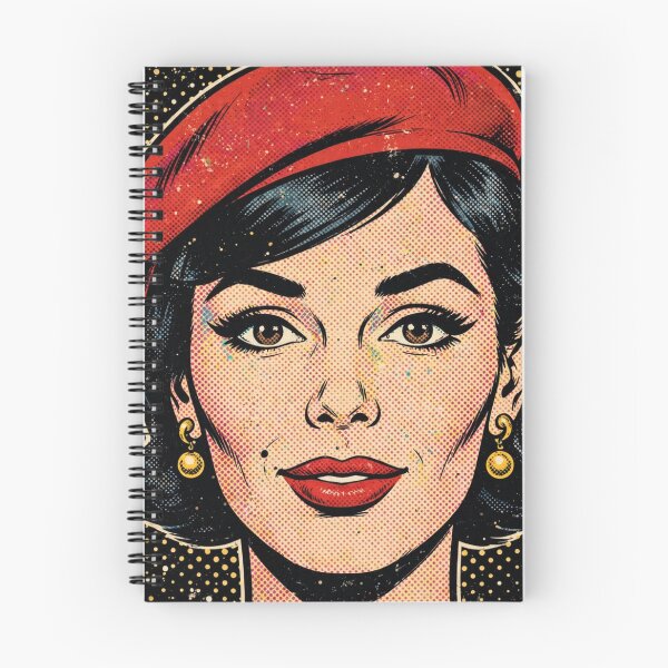 Item preview, Brunette Woman Red Beret Black Gold Pop Art Portrait designed and sold by MAISON SYLVIE.