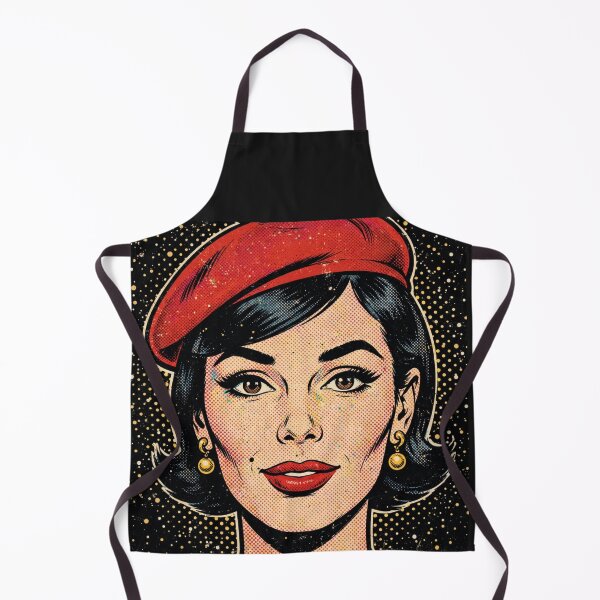 Item preview, Brunette Woman Red Beret Black Gold Pop Art Portrait designed and sold by MAISON SYLVIE.