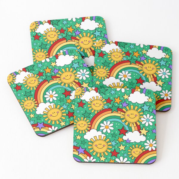 Item preview, Happy Face Sunshine and Rainbows in Green designed and sold by KrisInStitches.