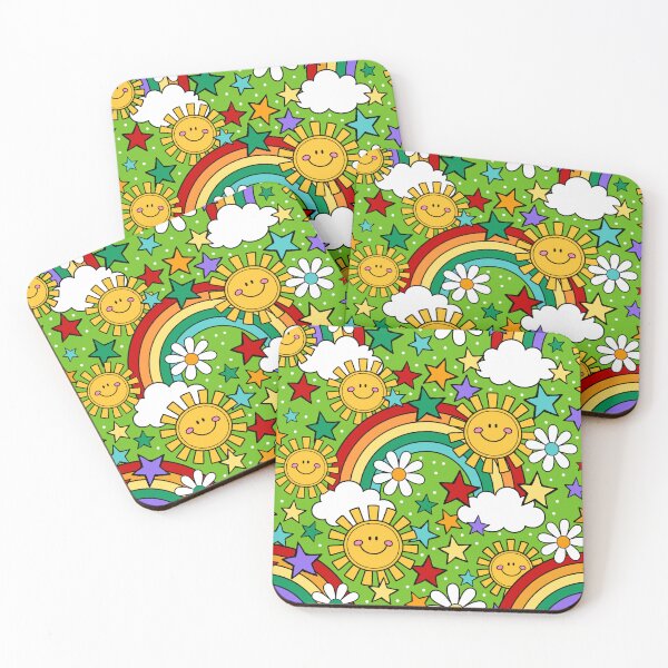 Item preview, Happy Face Sunshine and Rainbows in Lime Green designed and sold by KrisInStitches.