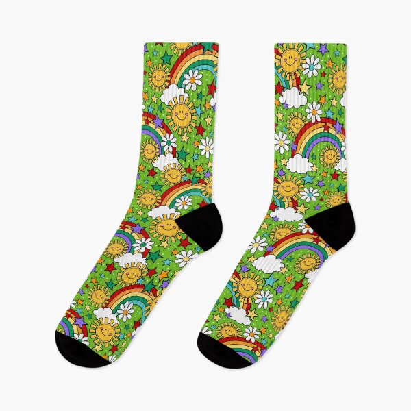 Item preview, Happy Face Sunshine and Rainbows in Lime Green designed and sold by KrisInStitches.