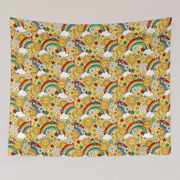 Item preview, Happy Face Sunshine and Rainbows in Yellow designed and sold by KrisInStitches.