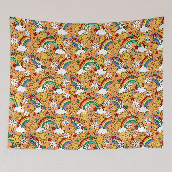 Item preview, Happy Face Sunshine and Rainbows in Orange designed and sold by KrisInStitches.