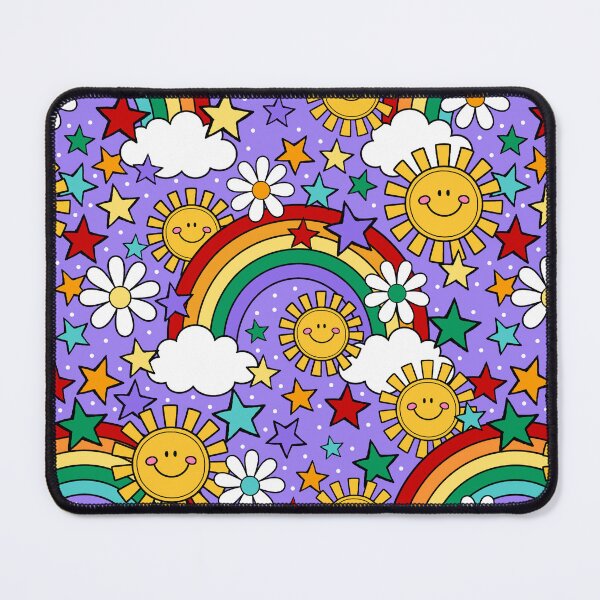Item preview, Happy Face Sunshine and Rainbows in Purple designed and sold by KrisInStitches.