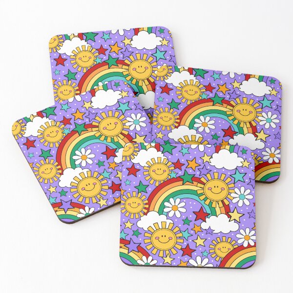 Item preview, Happy Face Sunshine and Rainbows in Purple designed and sold by KrisInStitches.