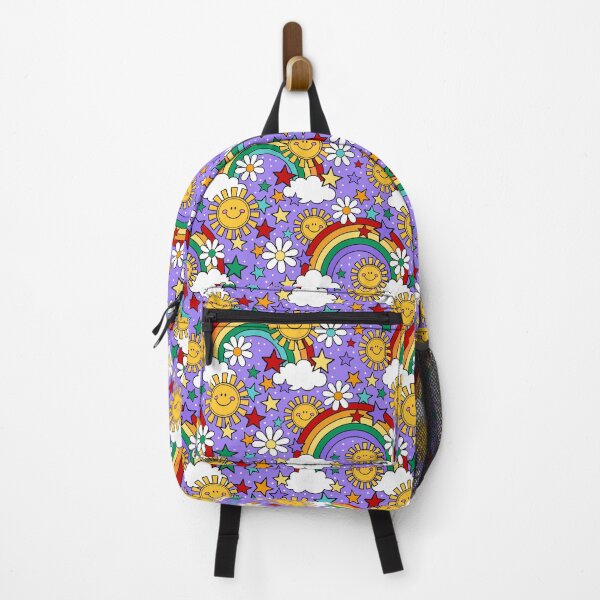 Item preview, Happy Face Sunshine and Rainbows in Purple designed and sold by KrisInStitches.