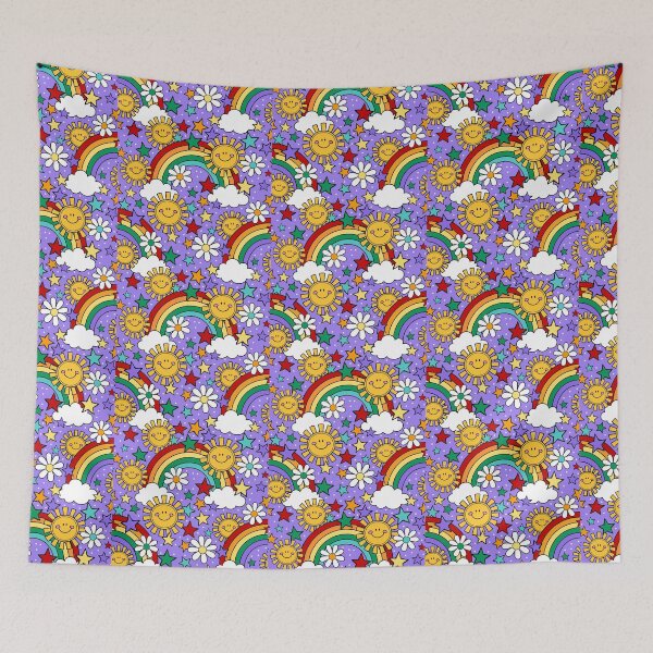 Item preview, Happy Face Sunshine and Rainbows in Purple designed and sold by KrisInStitches.