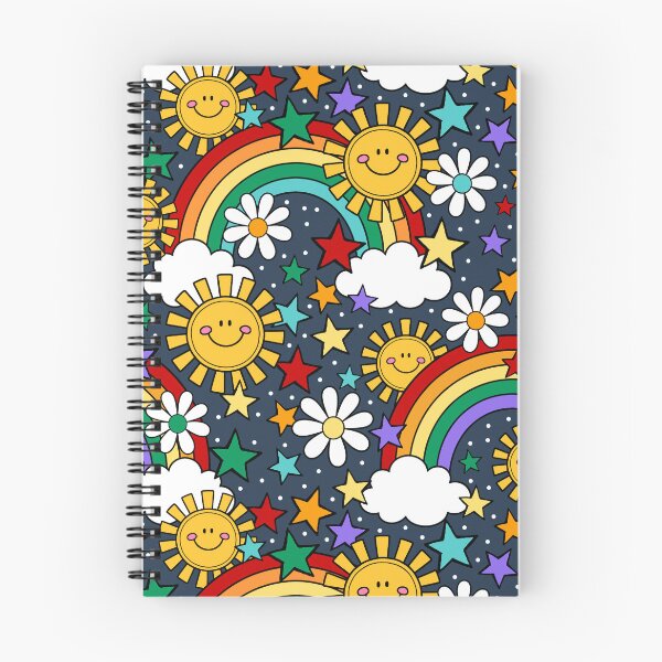 Item preview, Happy Face Sunshine and Rainbows in Navy designed and sold by KrisInStitches.