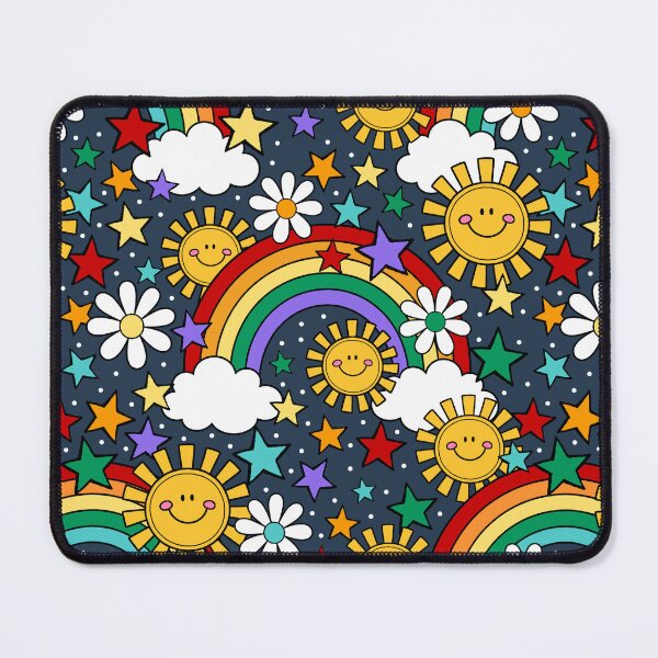 Item preview, Happy Face Sunshine and Rainbows in Navy designed and sold by KrisInStitches.