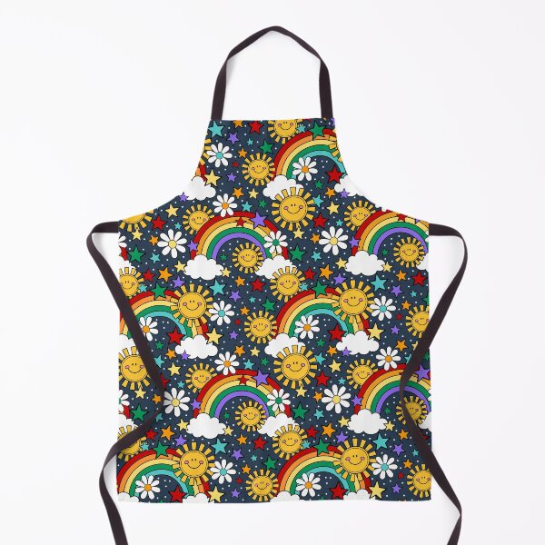 Item preview, Happy Face Sunshine and Rainbows in Navy designed and sold by KrisInStitches.