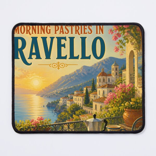 Item preview, Morning Pastries in Ravello, Italy: Scenic-Style Painterly Travel Poster designed and sold by LSVart.