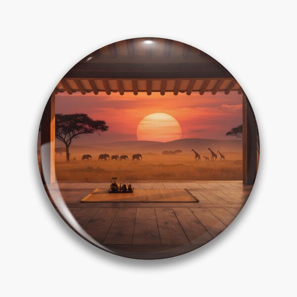 Item preview, Hanok Window to the World: Serengeti Golden Sunset | Cinematic African Wildlife Art designed and sold by SOOstudio73.