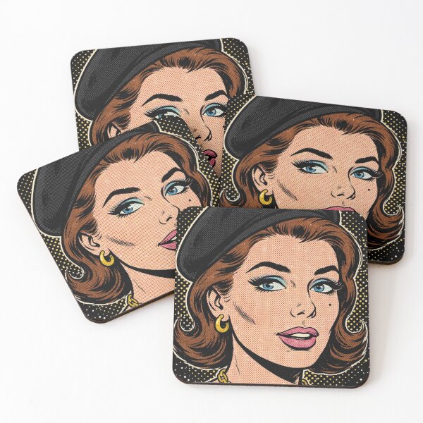 Item preview, Brunette Woman Black Beret Gold Pop Art Portrait designed and sold by MAISON SYLVIE.