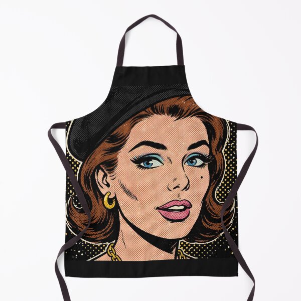 Item preview, Brunette Woman Black Beret Gold Pop Art Portrait designed and sold by MAISON SYLVIE.