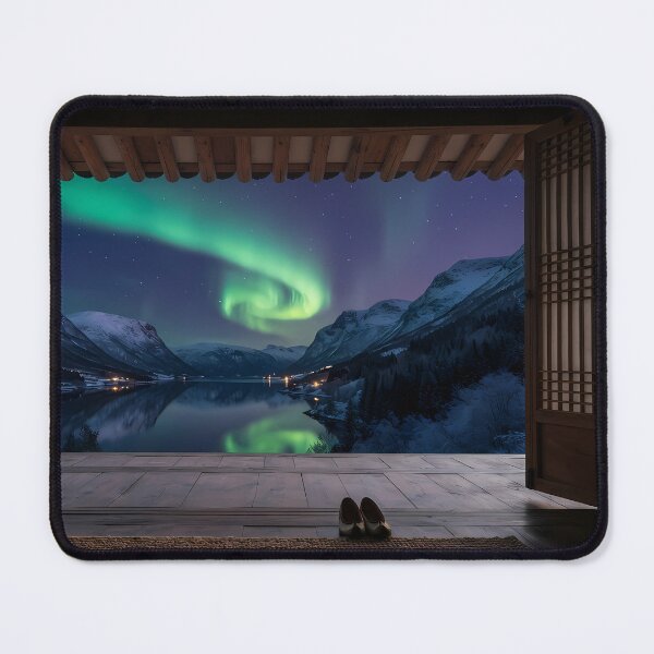 Item preview, Hanok Window to the World: Norwegian Aurora | Cinematic Korean Traditional Art designed and sold by SOOstudio73.