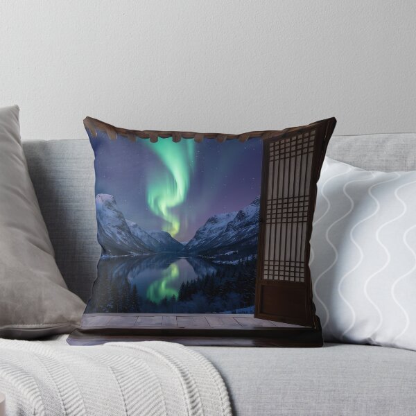 Item preview, Hanok Window to the World: Norwegian Aurora | Cinematic Korean Traditional Art designed and sold by SOOstudio73.
