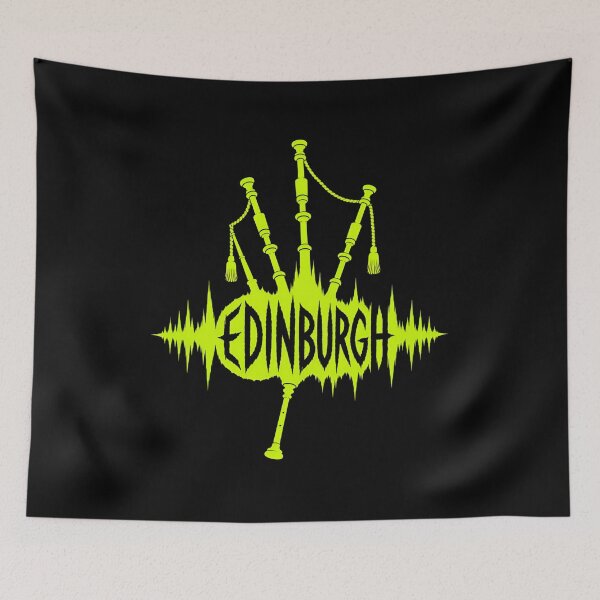 Item preview, Edinburgh Soundwave – Neon Bagpipe Skyline designed and sold by Fenay Designs.